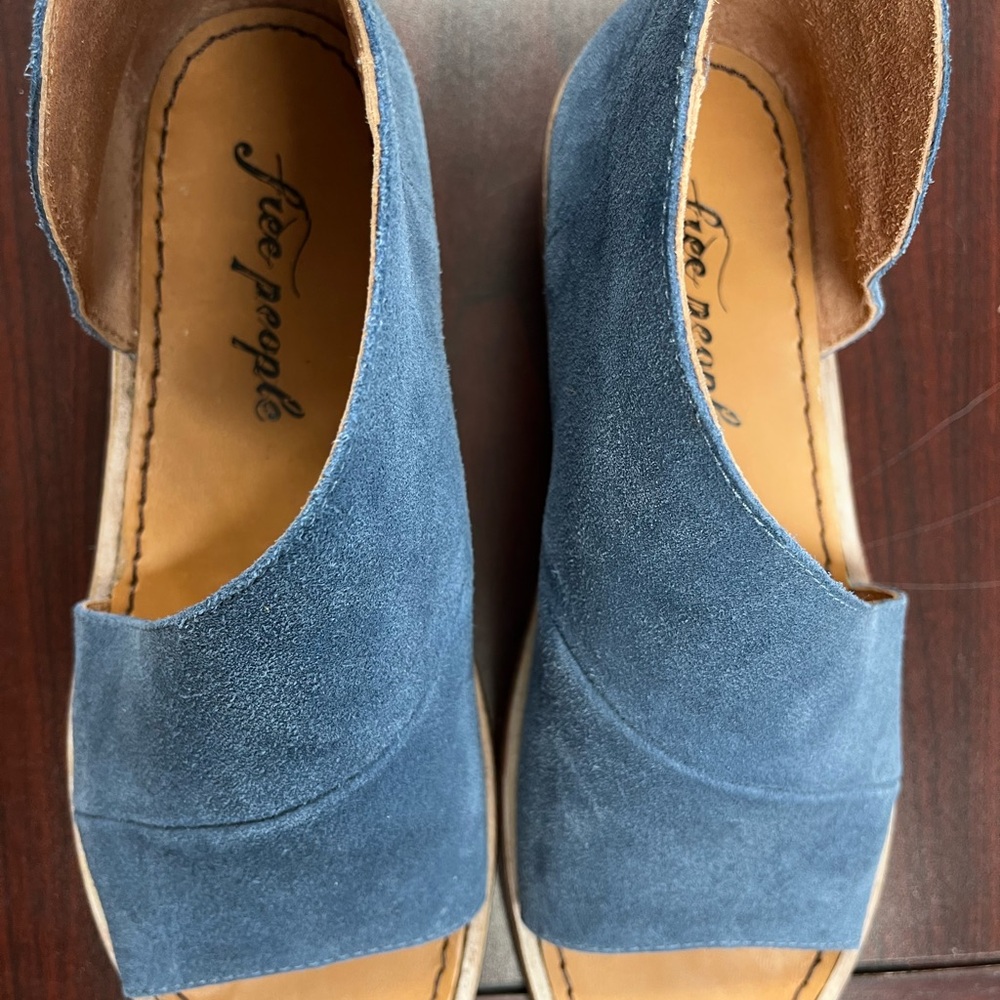 Free People Navy Suede Open-Toe Sandals